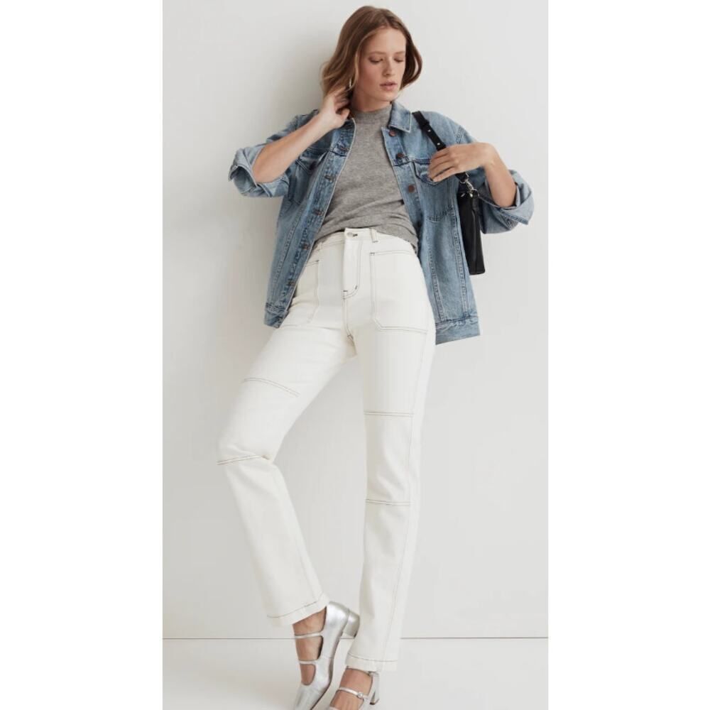 Madewell The '90s Straight Utility Jean Women's 23 Warm White Lighthouse NWT